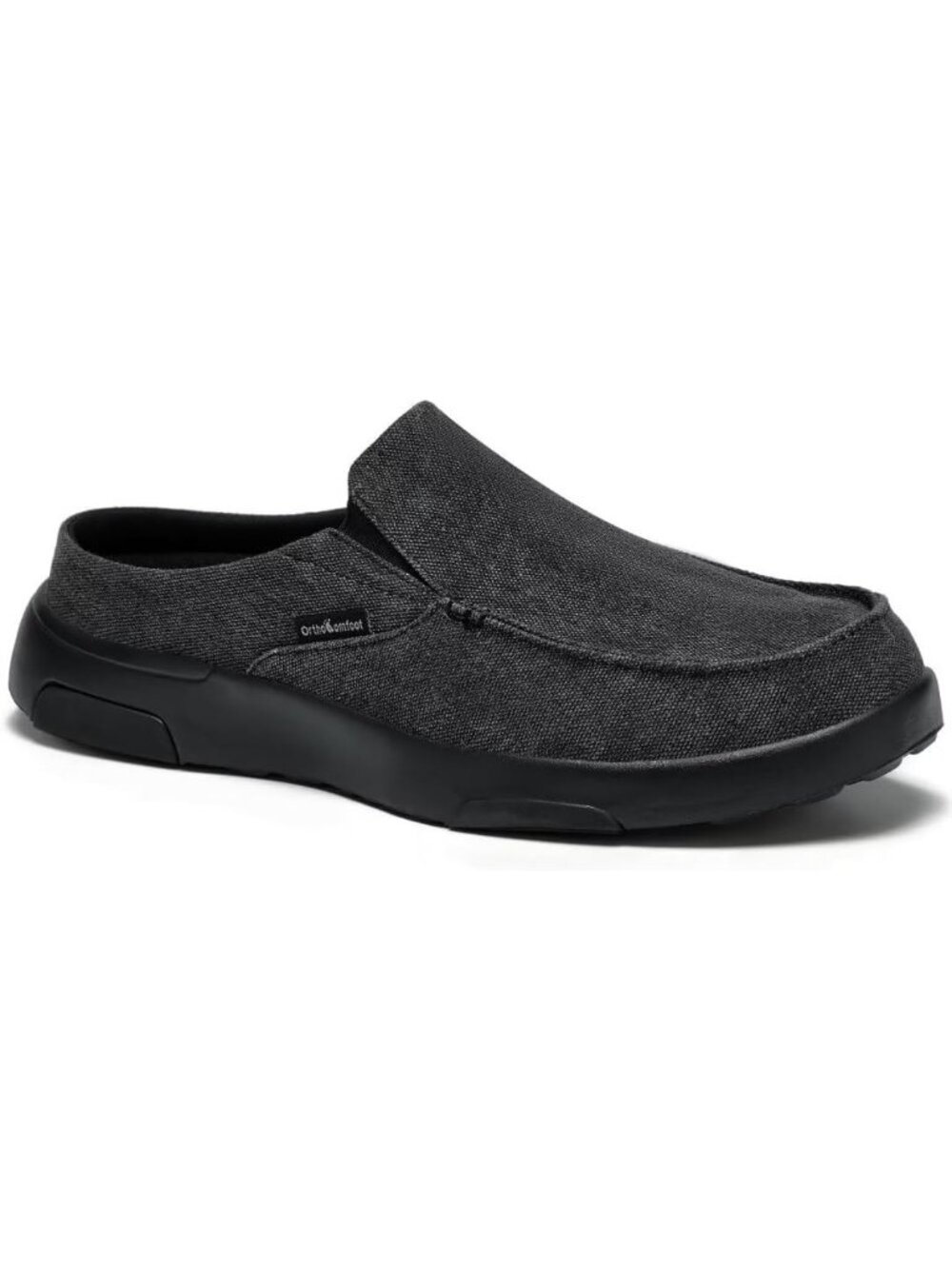 OrthoComfoot Men's Black Rubber Loafers Lightweight & Breathable Slip On Shoes